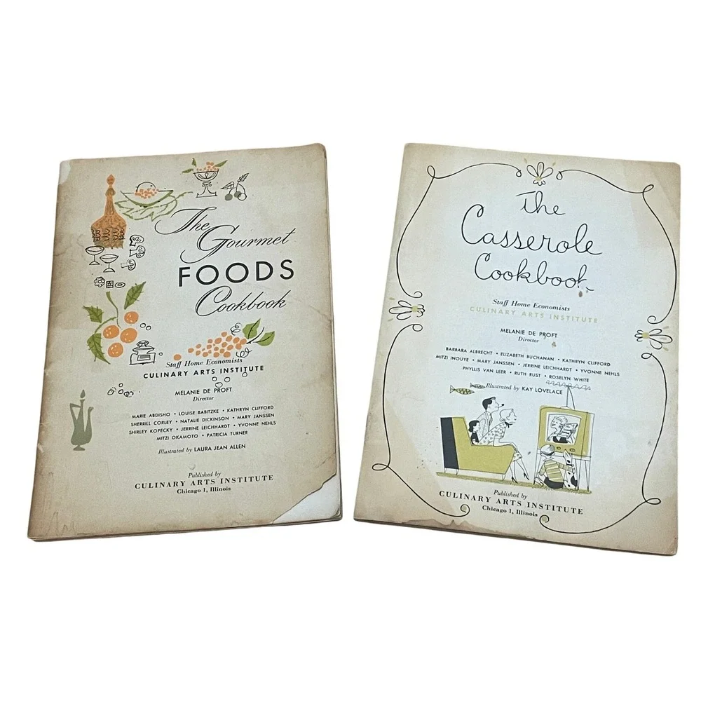 Vintage Culinary Arts Institute Cookbooks Gourmet Foods & Casserole 1950s Set